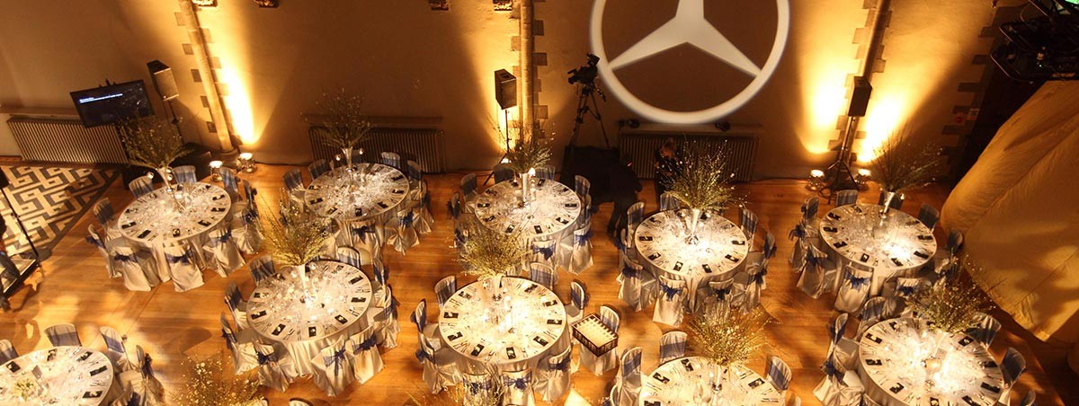 Silver and navy blue mercedes benz event