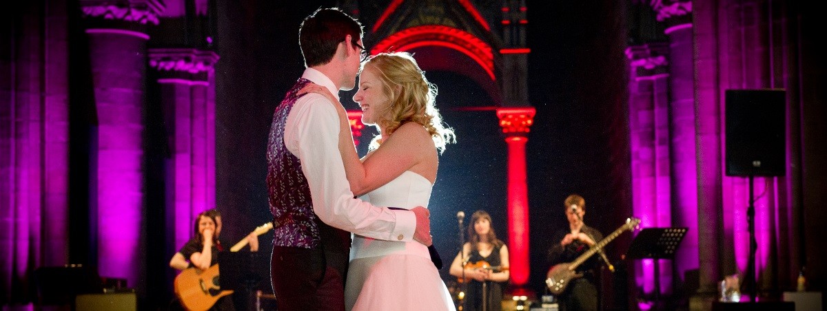 Happy couple's first dance at Mansfield Traquair in Edinburgh 