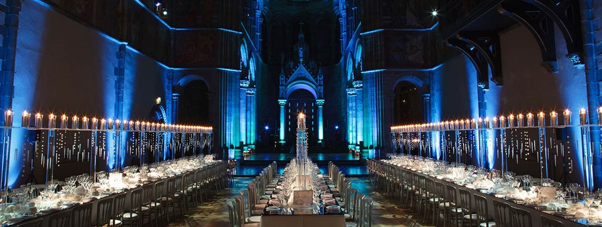 Corporate event with long table set up - Mansfield Traquair in Edinburgh