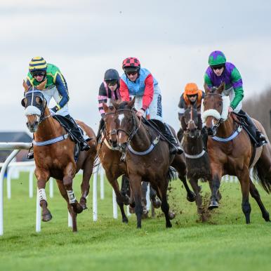 Horses racing at Musselburgh Racecourse