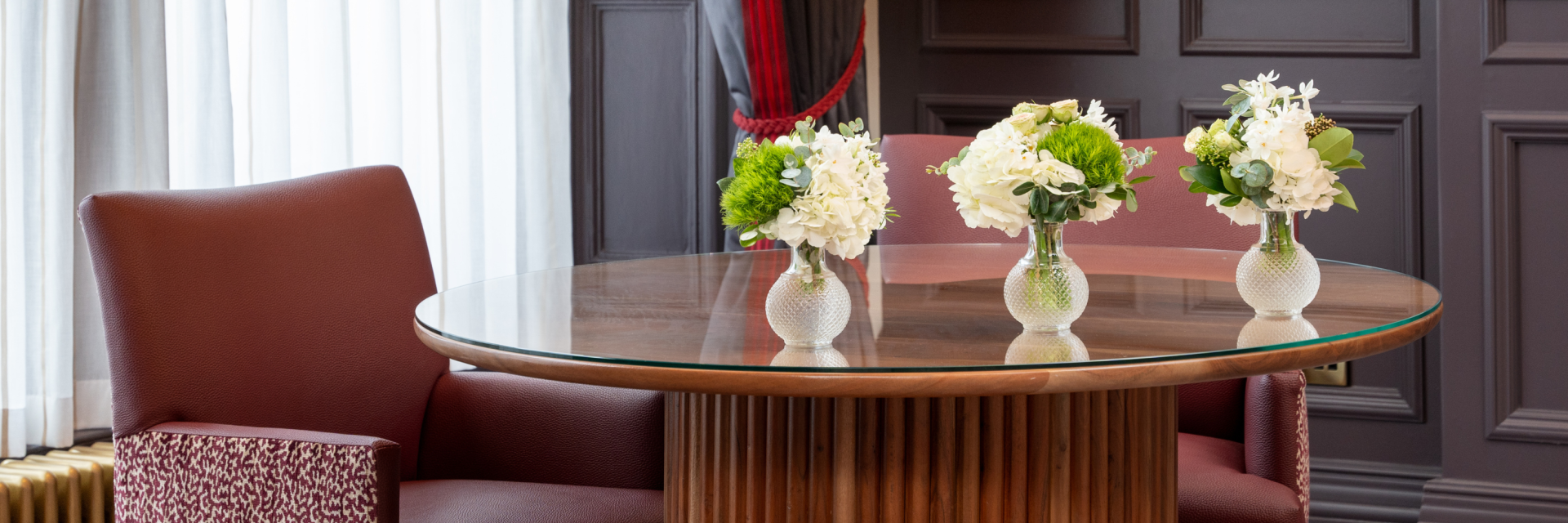 Flowers displayed on a table at The Cockburn