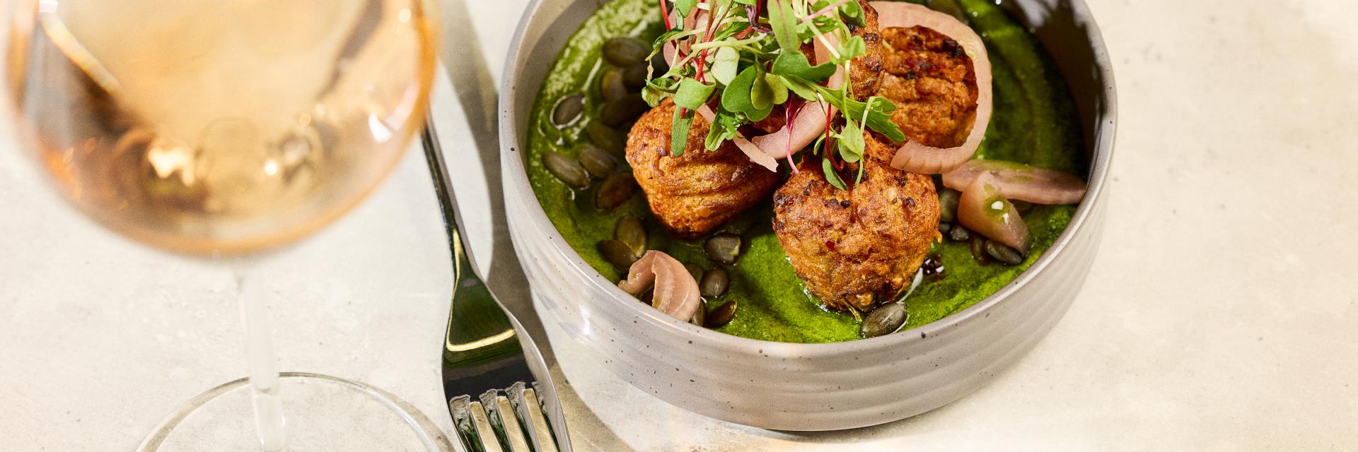 Falafel and Kitchen Garden Pesto